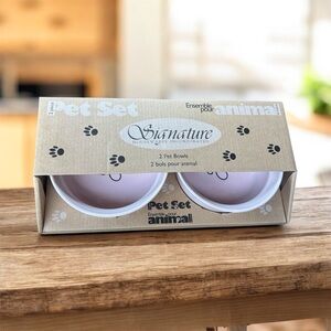 Signature Housewares Pink Pet Bowl Set - 2 Pack